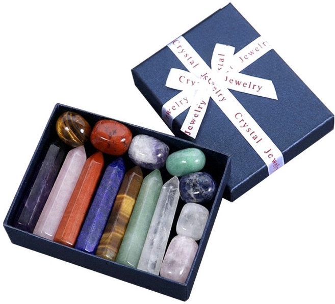 문구담 힐링 크리스탈 오브제 에너지 파워스톤 14개 세트 긍정, 혼합색상