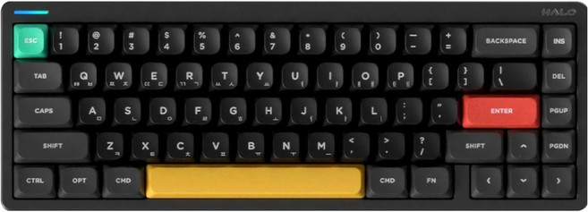 누피 한영 각인 기계식 무선 텐키리스 키보드, 저소음맥스블러시축, Halo65 V2 IO, 옵시디언 블랙