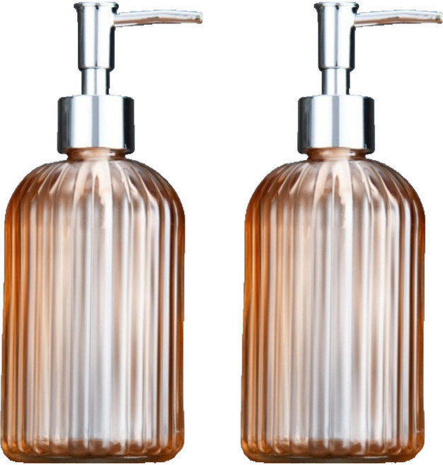 마구와구 고급 컬러투명 유리 펌프형 다용도 디스펜서 HTR047, 오렌지, 2개