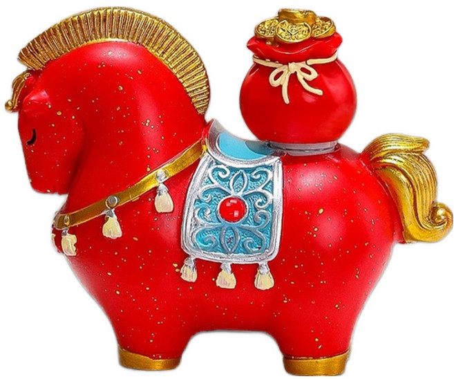 KHOOMIE 馬公仔 動物迷你擺件 馬上平安 6W0028, 紅色