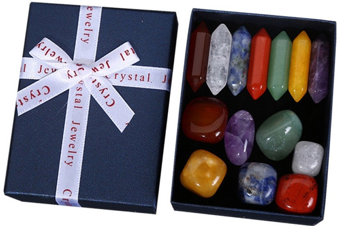 문구담 힐링 크리스탈 오브제 에너지 파워스톤 14개 세트 안정, 혼합색상