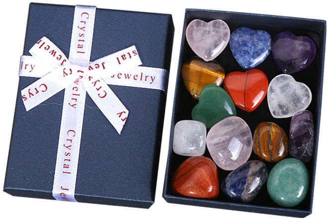 문구담 힐링 크리스탈 오브제 에너지 파워스톤 14개 세트 사랑, 혼합색상