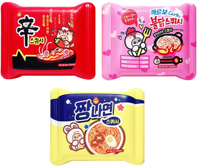 agaplus 趣味袋裝泡麵軟軟捏捏樂3件組, 1套