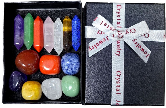 문구담 힐링 크리스탈 오브제 에너지 파워스톤 14개 세트 활력, 혼합색상