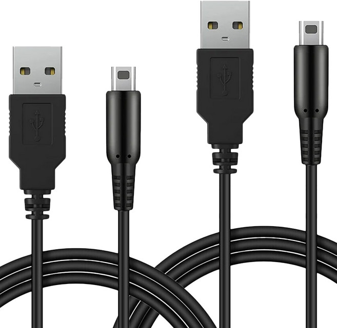 스페이스쉴드 닌텐도 DS 시리즈 USB A타입 충전 케이블 2p 세트 1m, 블랙, 1세트