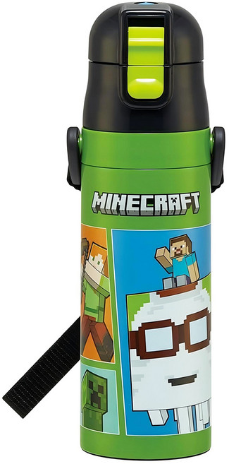 Skater 超輕量彈蓋直飲式保冷不鏽鋼水壺, Minecraft, 1個, 470ml