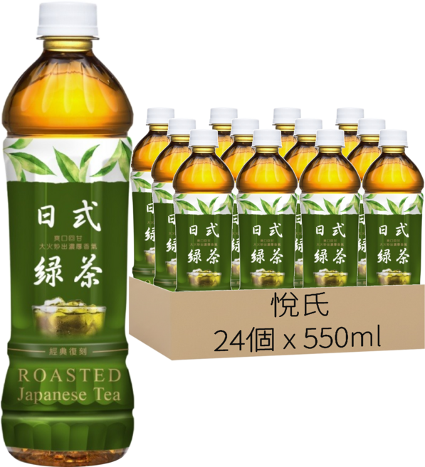 悅氏 日式綠茶 無糖, 550ml, 24瓶