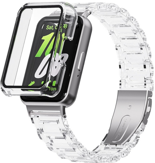 칸탐 밴드 스트랩 + 풀커버 케이스 세트, 투명(케이스), 클리어(스트랩), 1세트