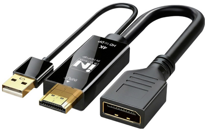 인네트워크 4K UHD 60Hz 지원 HDMI ver2.0 to 디스플레이포트 DP ver1.2 영상변환 컨버터 케이블 IN-HDP19P, 1개