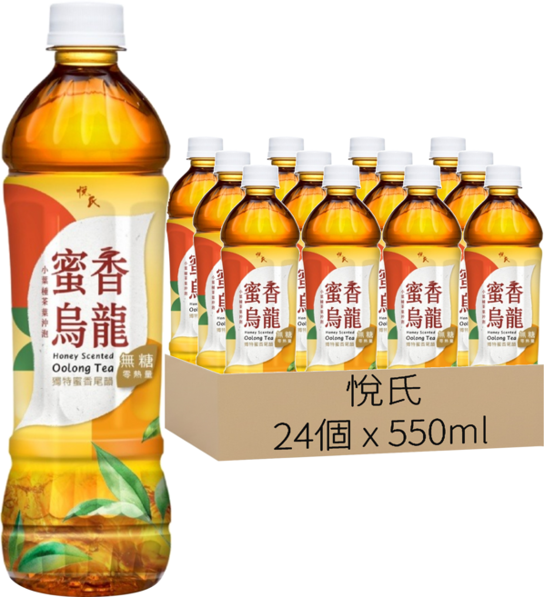 悅氏 蜜香烏龍茶 無糖, 24個, 550ml