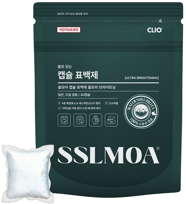 크리오 쓸모아 강력 클린 산소버블 캡슐 세탁 표백제 30p, 390g, 1개