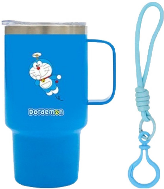 주니 도라에몽 미니 스테인리스 텀블러 120ml + 스트랩 세트, 블루, 1세트