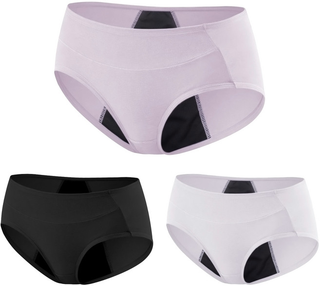 GIAT 吉亞特 蠶絲蛋白莫代爾生理褲3件組 台灣製 539311, 黑色 + 淺芋色 + 淺灰色