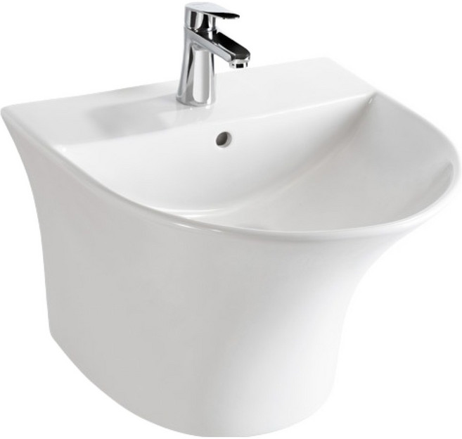 한샘바스 반다리 일체형 욕실 세면기 수전 미포함 PB-166H 방문설치, 화이트