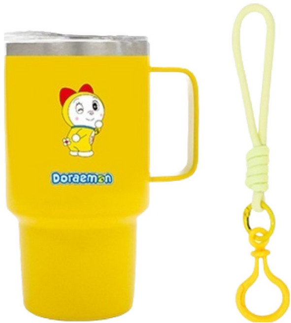 JOONIE 哆啦A夢迷你不鏽鋼隨行杯 120ml + 掛繩組, 黃色, 1套