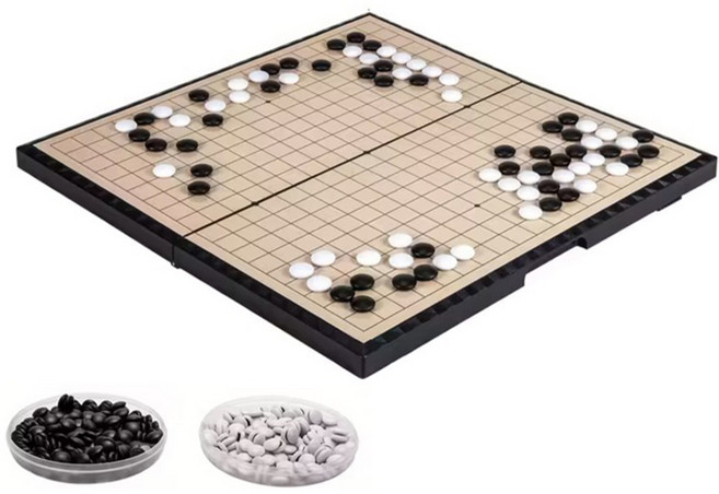 KANGAROO 휴대용 접이식 자석 오목바둑 보드게임 세트, 옐로우, 1세트