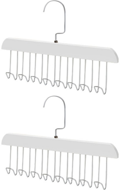 따봉오빠 대용량 고리 회전 벨트 잡화 걸이 24.5 x 19 cm JNHA2282, 화이트, 2개