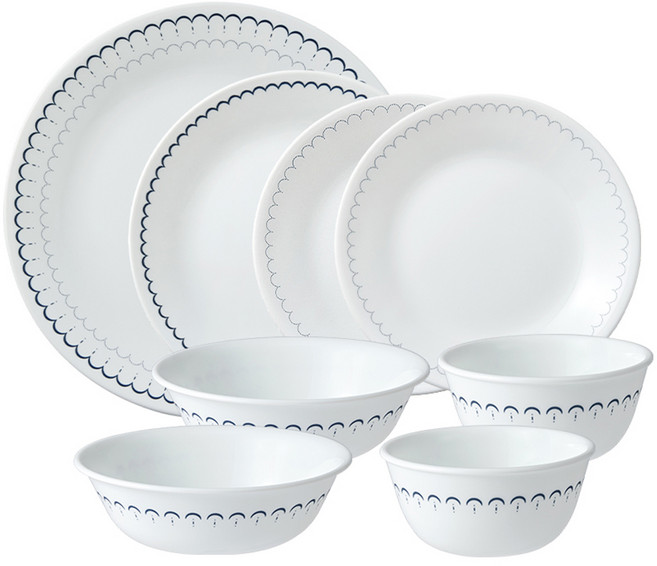 Corelle Brands 康寧餐具 餐具組 8p, 典雅蕾絲, 1組, 平盤 10吋 + 8吋 + 6吋 2個 + 湯碗 500ml 2個 + 中碗 450ml 2個