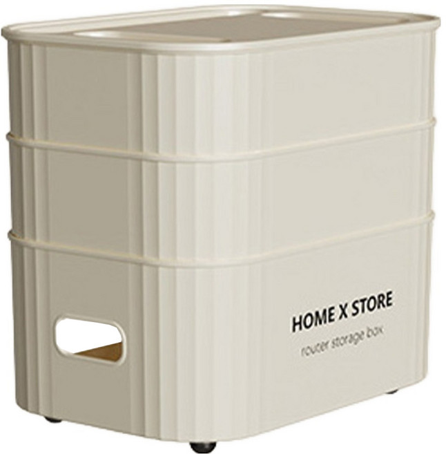 알럽홈 베이직 레터링 멀티탭 셋톱박스 와이파이 정리 수납함 L L261-0129CR, 크림, 1개