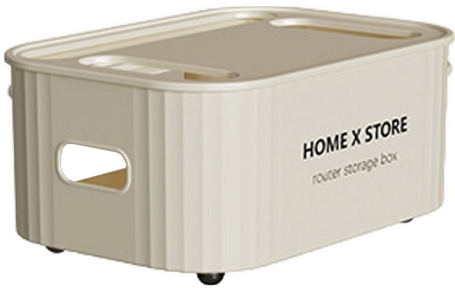 알럽홈 베이직 레터링 멀티탭 셋톱박스 와이파이 정리 수납함 S L261-0129CR, 크림, 1개