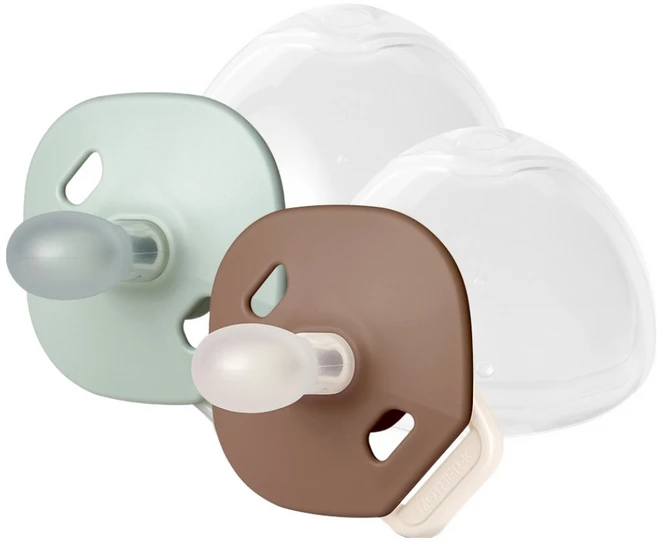 마더케이 실리콘 폴딩 쪽쪽이 2종 + 케이스 2p 세트, 1단계, 민트, 브라운, 1세트 - 쿠팡