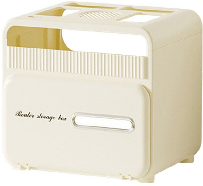알럽홈 레터링 심플 멀티탭 셋톱박스 와이파이 정리 수납함 M L261-0128CR, 크림, 1개
