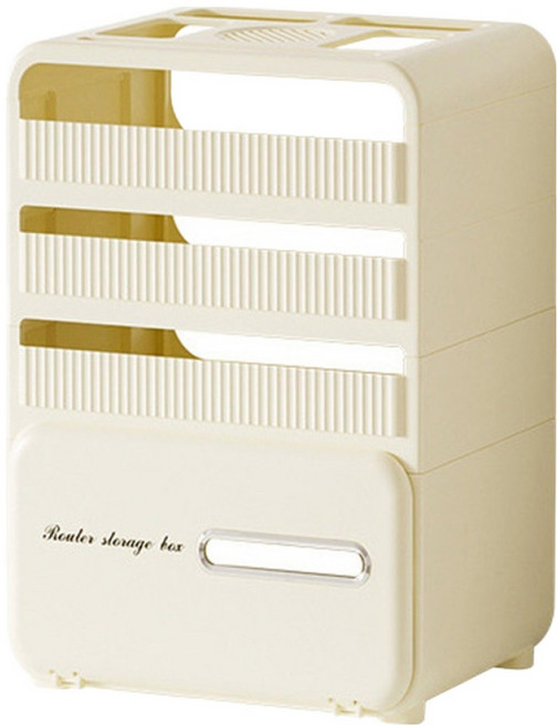 알럽홈 레터링 심플 멀티탭 셋톱박스 와이파이 정리 수납함 XL L261-0128CR, 크림, 1개