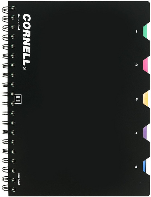 핑크풋 8000 캠퍼스코넬 pp 인덱스노트, 블랙, 1개