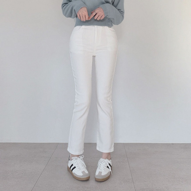 플랜데이 여성용 숏/롱 기장 젠트 슬림 일자 코튼 팬츠