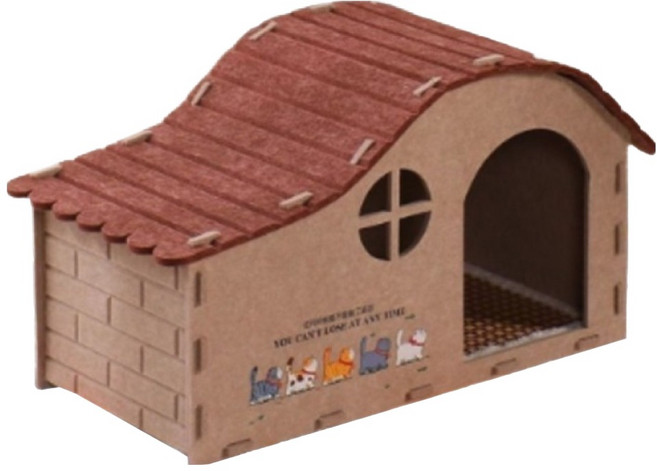 Alsongi 貓咪耐磨防摔別墅 深駝色貓屋, 混合色, 1個