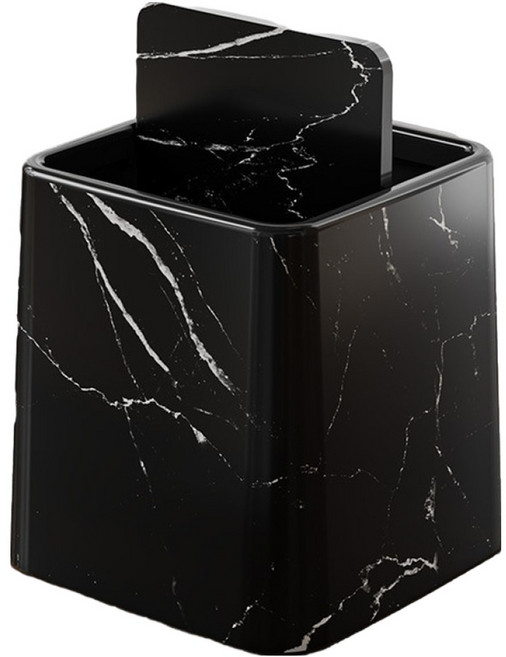 썬앤드림 뉴 우드 대리석 패턴 미니 휴지통 스윙커버, 대리석 블랙