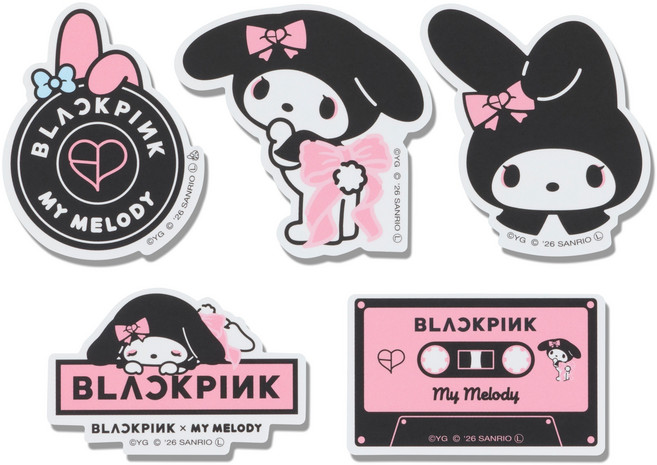 블랙핑크 x 마이멜로디 콜라보레이션 MD 스티커 5종 세트, 리본