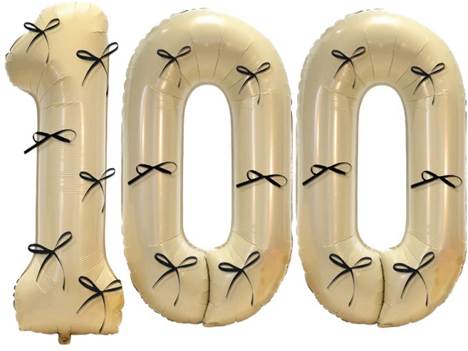 Mungudam 生日 紀念日 活動 裝飾 大型 數字氣球 100, 奶油色, 1個