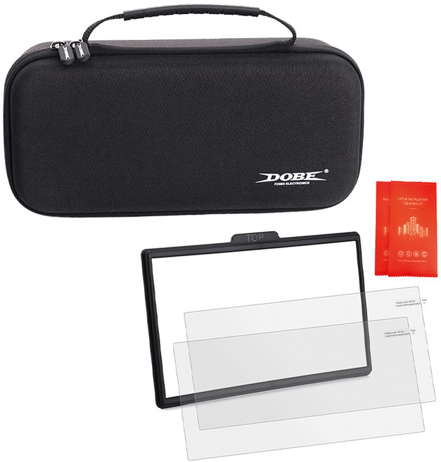 DOBE switch2 中包4合1 收納包 x 1 + 保護貼 x 2 + 貼模器 x 1, 黑色, 1套, TNS-51109