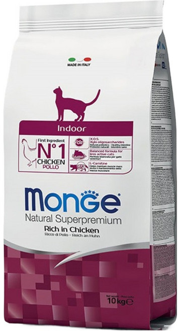 몬지 어덜트 고양이 내추럴 슈퍼프리미엄 인도어 건식사료, 닭, 10kg, 1개