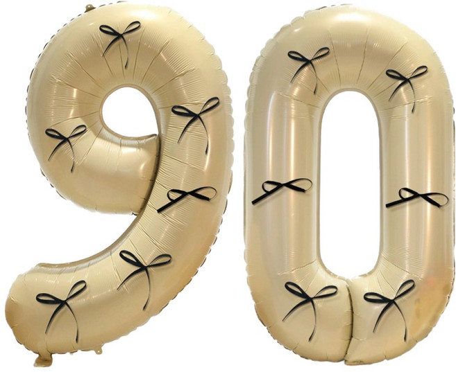 Mungudam 生日紀念日活動裝飾大型數字氣球 90, 奶油色, 1個
