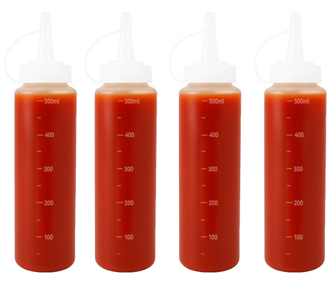 리빙메이커 BPA FREE 잘라쓰는 입구 넓은 말랑타입 소스통, 500ml, 4개