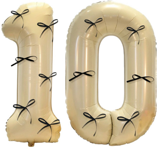 Mungudam 生日紀念日活動裝飾大型數字氣球 10, 奶油色, 1個