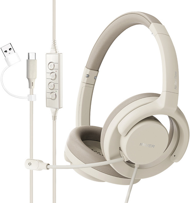 아이리버 프리미엄 오픈형 초경량 ENC 7.1채널 어학 게이밍 헤드셋, 베이지, AirSet Flow 1.0