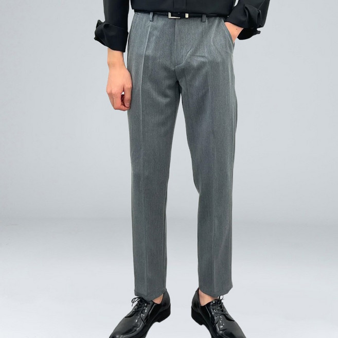 EV CLOSET 男士九分/十分長 Eve 大尺碼防皺免燙側邊鬆緊帶錐形西裝褲 3716-1