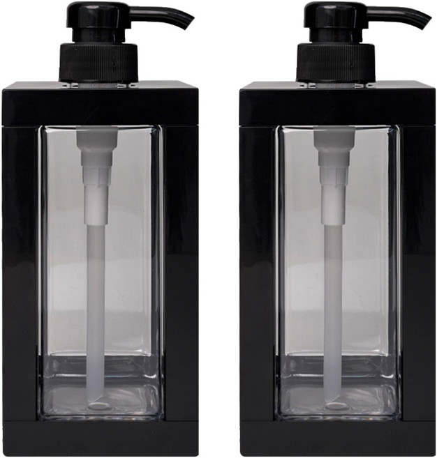 인블룸 깔끔한 주방세제 사각 디스펜서 일반형 750ml, 블랙, 2개