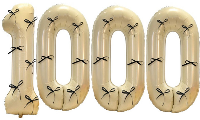 Mungudam 生日紀念日活動裝飾大型數字氣球 1000, 奶油色, 1個