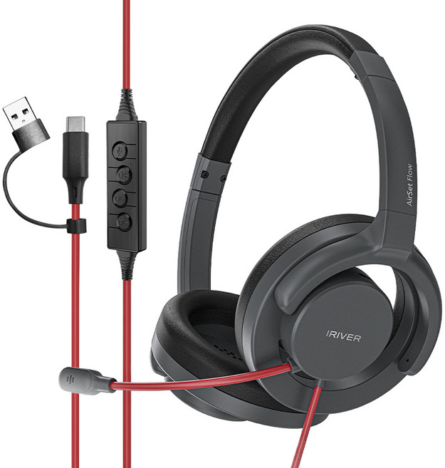 아이리버 프리미엄 오픈형 초경량 ENC 7.1채널 어학 게이밍 헤드셋, 블랙, AirSet Flow 1.0