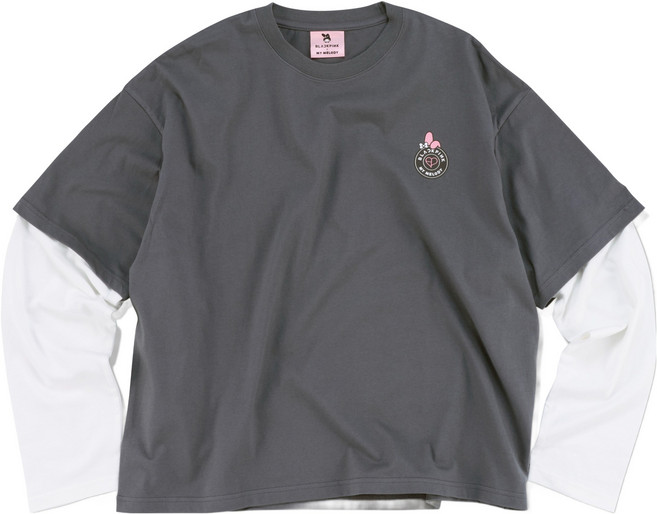 BLACKPINK x 美樂蒂 聯名款層次長袖上衣 L, 單品, 灰色