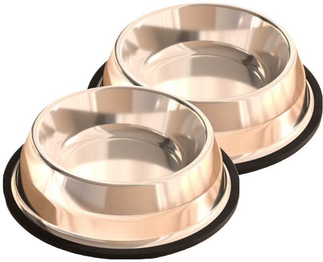 코다치프 반려동물 뒤집기 방지 스테인리스 간편 물 밥그릇 16 x 4 cm, 원색, 2개