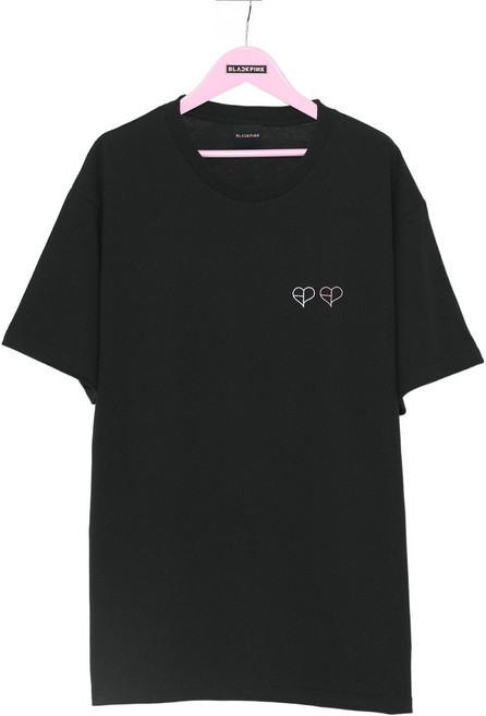 BLACKPINK DEADLINE世界巡迴日本場官方周邊 雙心Logo T恤 M號, 單品, 黑色