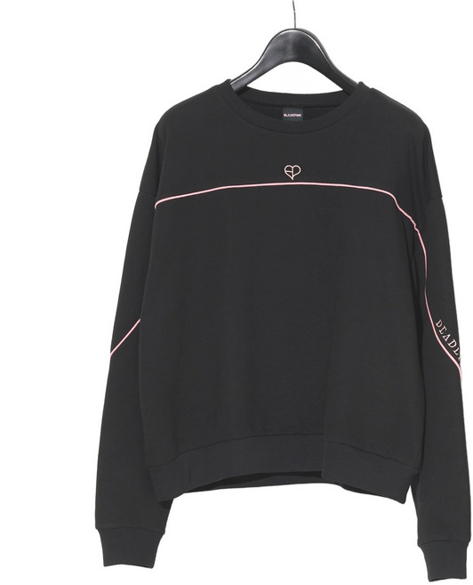 BLACKPINK DEADLINE世界巡迴日本場官方周邊 滾邊圓領大學T M號, 單品, 黑色