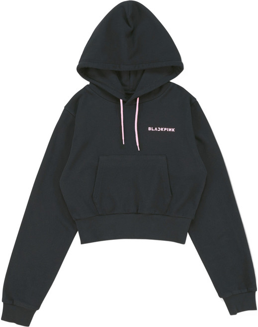BLACKPINK DEADLINE世界巡迴日本場官方周邊 圓形Logo連帽T 短版, 單品, 黑色