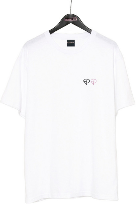 BLACKPINK DEADLINE世界巡迴日本場官方周邊 雙心Logo T恤 L號, 單品, 白色