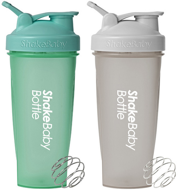 ShakeBaby 搖搖杯 790ml x 2件組, 灰色, 綠色, 1套